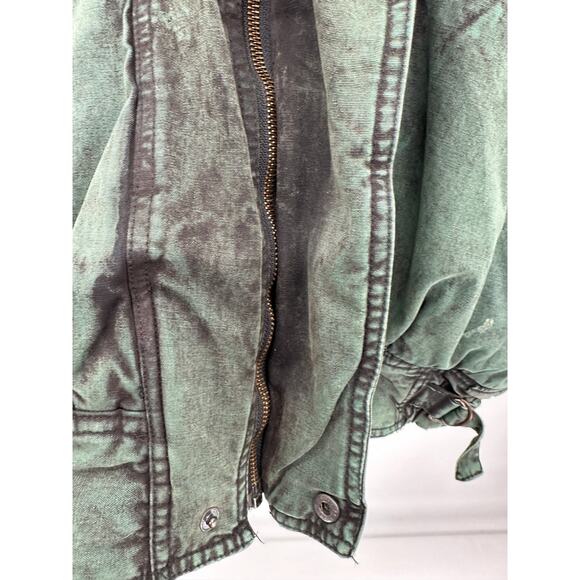 Expressions Jacket Women LARGE Green Acid Washed Full Zip Long Sleeve Bomber - Picture 5 of 10